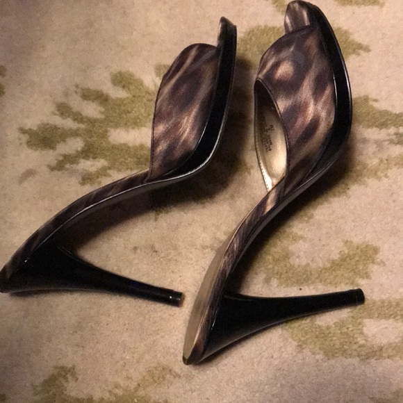 Nine West leopard print open toe mule heel - Picture 3 of 5